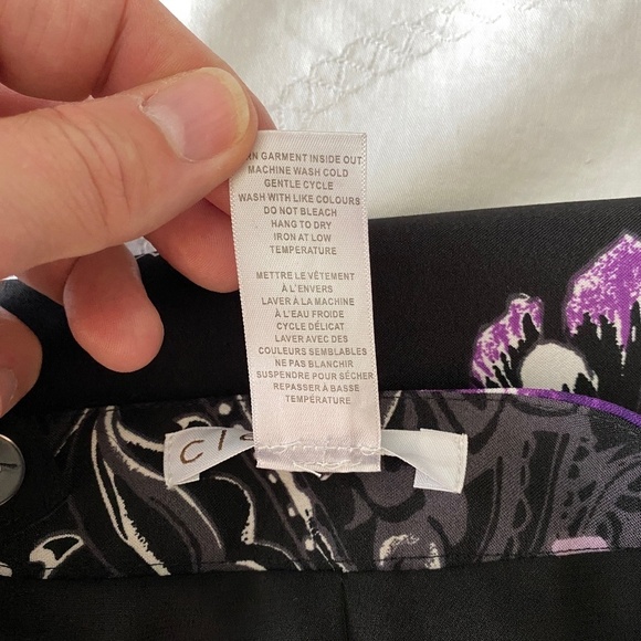 Cleo Women's Black Skirt‎ Purple Floral Print Whimsigoth Size 8 Fairies Mystical - Picture 6 of 11